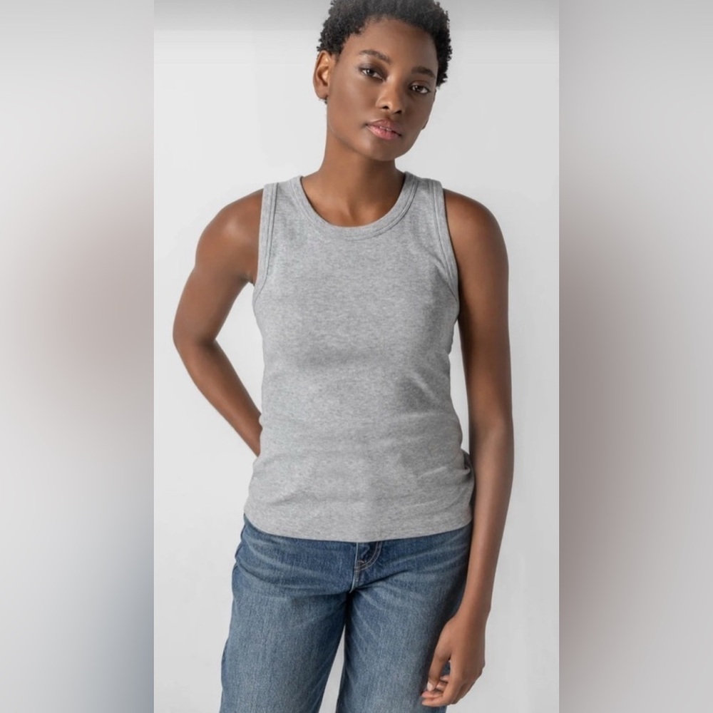 Lilla P Jewel‎ Cotton Blend Knit Tank Top in Grey Size Small